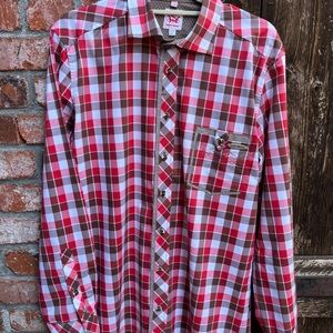 Spieth & Wensky Red and White Checkered Men's Shirt M